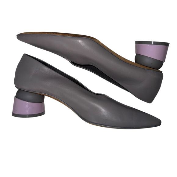 Grey Matters Heel Grey Leather Heels Light Purple Accents on Heels Front Size 39 - Picture 8 of 14